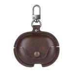 For Huawei FreeBuds Pro 3 Business Leather Earphone Protective Case with Hook(Dark Brown)