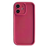 For iPhone 12 Fine Hole Shockproof Frame Frosted TPU Phone Case(Claret Red)