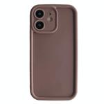 For iPhone 12 Fine Hole Shockproof Frame Frosted TPU Phone Case(Brown)