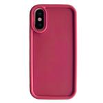 For iPhone X / XS Fine Hole Shockproof Frame Frosted TPU Phone Case(Claret Red)
