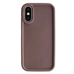 For iPhone XS Max Fine Hole Shockproof Frame Frosted TPU Phone Case(Brown)
