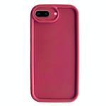 For iPhone 8 Plus / 7 Plus Fine Hole Shockproof Frame Frosted TPU Phone Case(Claret Red)
