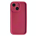 For iPhone 15 Fine Hole Shockproof Frame Frosted TPU Phone Case(Claret Red)