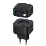 USAMS US-CC209 SMF Series PD35W 8 Pin + Type-C Dual Port GaN Fast Charger, EU Plug(Black)