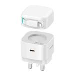 USAMS US-CC211 SMF Series PD35W 8 Pin + Type-C Dual Port GaN Fast Charger, UK Plug(White)