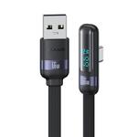 USAMS US-SJ651 6A USB to USB-C/Type-C Aluminum Alloy Digital Display Fast Charging Elbow Data Cable, Length: 1.2m(Black)