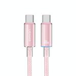 USAMS Type-C To Type-C Aluminum Alloy Clear LED 100W Fast Charge Data Cable, Length:1.2m(Pink)