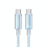 USAMS Type-C To Type-C Aluminum Alloy Clear LED 100W Fast Charge Data Cable, Length:1.2m(Blue)