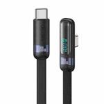 USAMS US-SJ653 PD 100W USB-C/Type-C to USB-C/Type-C Aluminum Alloy Digital Display Fast Charging Elbow Data Cable, Length: 1.2m(Black)