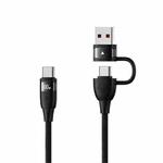 USAMS US-SJ655 U85 PD100W USB+USB-C/Type-C to USB-C/Type-C Aluminum Alloy Fast Charging Data Cable, Length: 2m(Black)