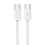 USAMS US-SJ656 U86 PD60W USB-C/Type-C to USB-C/Type-C Rainbow Braided Fast Charging Data Cable, Length: 1.2m(White)