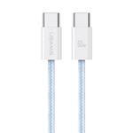 USAMS US-SJ656 U86 PD60W USB-C/Type-C to USB-C/Type-C Rainbow Braided Fast Charging Data Cable, Length: 1.2m(Blue)