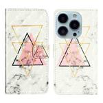 For iPhone 15 Pro Max Oil Embossed 3D Drawing Leather Phone Case(Triangular Marble)