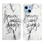 For iPhone 15 Plus Oil Embossed 3D Drawing Leather Phone Case(Words Marble)