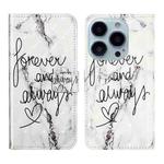 For iPhone 15 Pro Oil Embossed 3D Drawing Leather Phone Case(Words Marble)