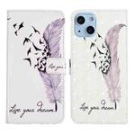 For iPhone 15 Oil Embossed 3D Drawing Leather Phone Case(Feather)