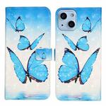 For iPhone 13 mini Oil Embossed 3D Drawing Leather Phone Case(3 Butterflies)