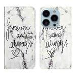 For iPhone 13 Pro Max Oil Embossed 3D Drawing Leather Phone Case(Words Marble)