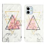 For iPhone 12 mini Oil Embossed 3D Drawing Leather Phone Case(Triangular Marble)