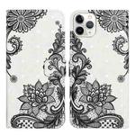 For iPhone 12 / 12 Pro Oil Embossed 3D Drawing Leather Phone Case(Lace Flower)