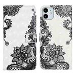 For iPhone 11 Oil Embossed 3D Drawing Leather Phone Case(Lace Flower)