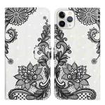 For iPhone 11 Pro Max Oil Embossed 3D Drawing Leather Phone Case(Lace Flower)