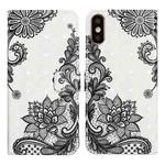 For iPhone XS Max Oil Embossed 3D Drawing Leather Phone Case(Lace Flower)