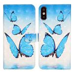 For iPhone X / XS Oil Embossed 3D Drawing Leather Phone Case(3 Butterflies)