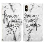 For iPhone X / XS Oil Embossed 3D Drawing Leather Phone Case(Words Marble)