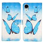 For iPhone XR Oil Embossed 3D Drawing Leather Phone Case(3 Butterflies)