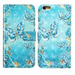 For iPhone 7 / 8 / SE 2022 Oil Embossed 3D Drawing Leather Phone Case(Blue Butterflies)