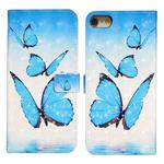 For iPhone 7 / 8 / SE 2022 Oil Embossed 3D Drawing Leather Phone Case(3 Butterflies)