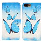 For iPhone 7 Plus / 8 Plus Oil Embossed 3D Drawing Leather Phone Case(3 Butterflies)
