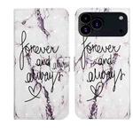 For iPhone 17 Pro Max Oil Embossed 3D Drawing Leather Phone Case(Words Marble)