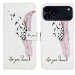 For iPhone 17 Pro Max Oil Embossed 3D Drawing Leather Phone Case(Feather)