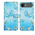For iPhone 17 Air Oil Embossed 3D Drawing Leather Phone Case(Blue Butterflies)