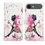 For iPhone 17 Air Oil Embossed 3D Drawing Leather Phone Case(Flower Fairy)