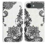 For iPhone 17 Air Oil Embossed 3D Drawing Leather Phone Case(Lace Flower)