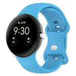 For Google Pixel Watch 2 Solid Color Silicone Watch Band, Size:L Size(Sky Blue)