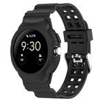 For Google Pixel Watch 2 Integrated Fully Enclosed Silicone Watch Band(Black)