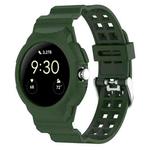 For Google Pixel Watch 2 Integrated Fully Enclosed Silicone Watch Band(Army Green)