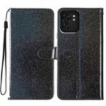 For Motorola Edge 40 Glitter Powder Flip Leather Phone Case(Black)