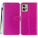 For Motorola Moto G32 Glitter Powder Flip Leather Phone Case(Rose Red)