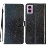 For Motorola Moto G34 Glitter Powder Flip Leather Phone Case(Black)