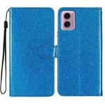 For Motorola Moto G34 Glitter Powder Flip Leather Phone Case(Blue)