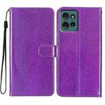 For Motorola Edge 50 Glitter Powder Flip Leather Phone Case(Purple)