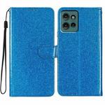 For Motorola Edge 50 Glitter Powder Flip Leather Phone Case(Blue)