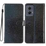 For Motorola Edge 2024 Glitter Powder Flip Leather Phone Case(Black)