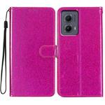 For Motorola Edge 2024 Glitter Powder Flip Leather Phone Case(Rose Red)