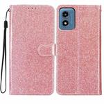 For Motorola Moto G Play 2024 Glitter Powder Flip Leather Phone Case(Rose Gold)